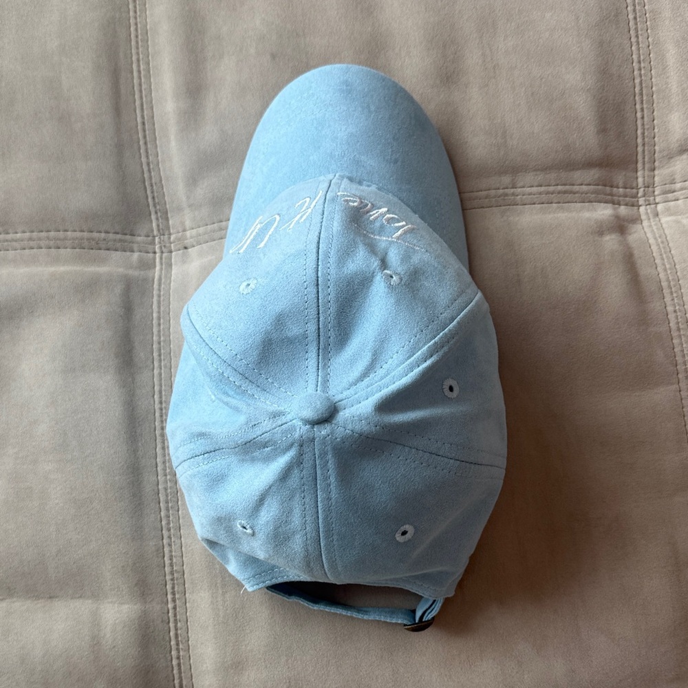 Tone It Up Light Blue Suede Baseball Cap - Picture 3 of 5